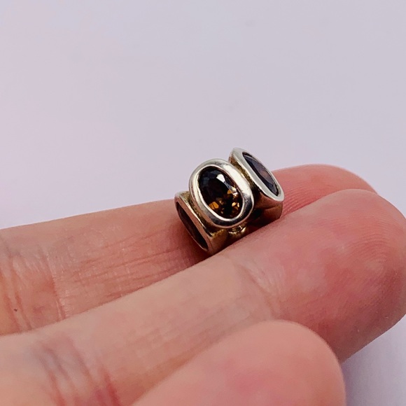 EUC RARE Pandora 790311BCZ Sterling Silver Brown Zirconia Oval Lights Charm - Picture 8 of 9